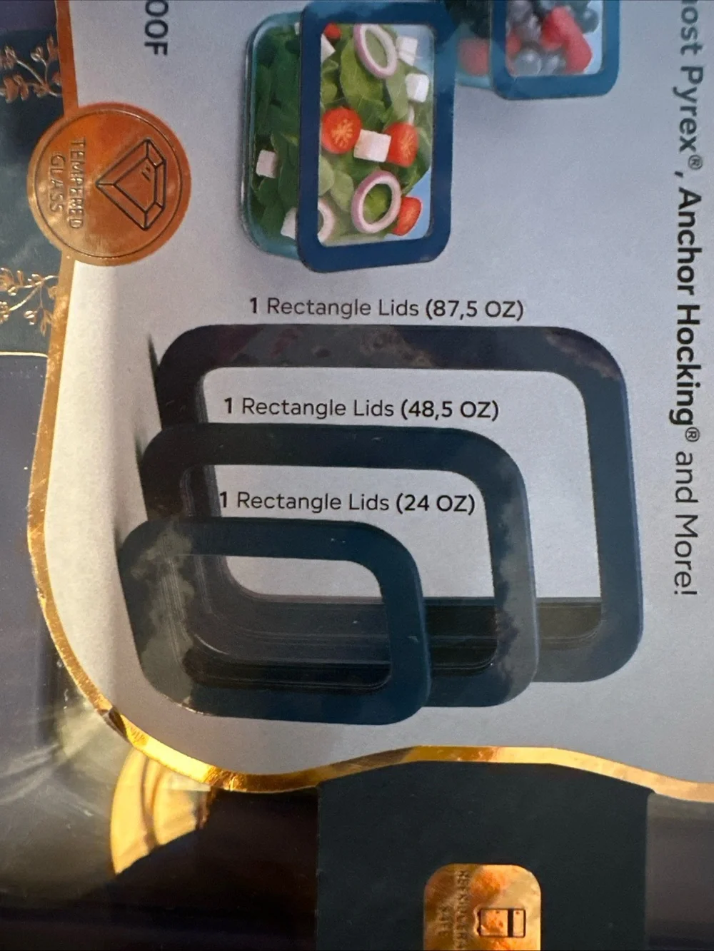 3-Piece Universal Tempered Glass Storage Lids - desing to fit MOST Pyrex
